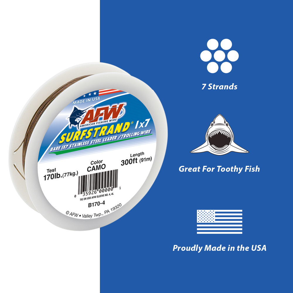 Surfstrand, Bare 1x7 Stainless Steel Leader, 60 lb (27 kg